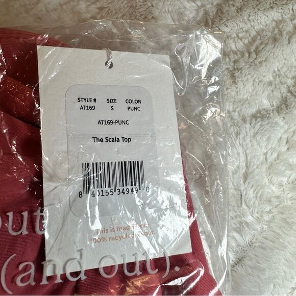 Andie Swim Bikini Top Size S Punch Pink The Scala Bandeau Pool Beach Resortwear - Picture 6 of 7